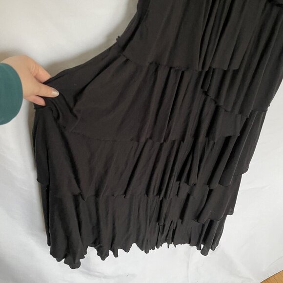 Chelsea & Theodore black gothcore ruffled sleeveless maxi dress summer modal L - Picture 5 of 9